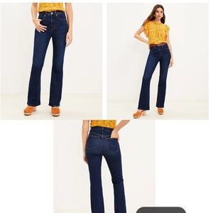 Loft High Rise Slim Flare Jeans in Rich Dark Indigo Wash Curvy